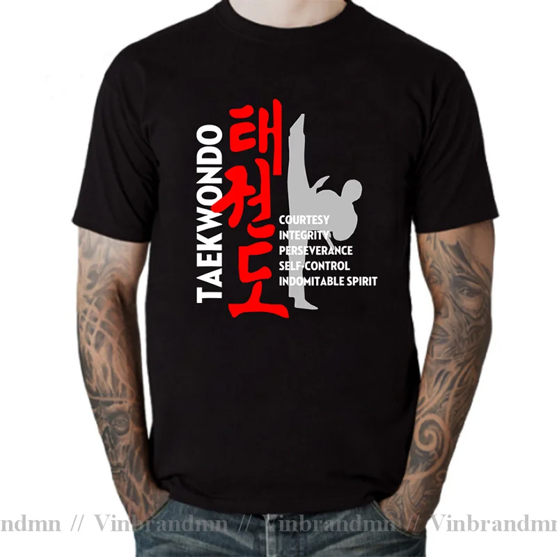 Korean Kung Fu Martial Arts TaeKwonDo Spirits Value Taekwondo T-shirt Kickboxing Karate Tae Kwon Do T Shirt MMA Fighting TShirt