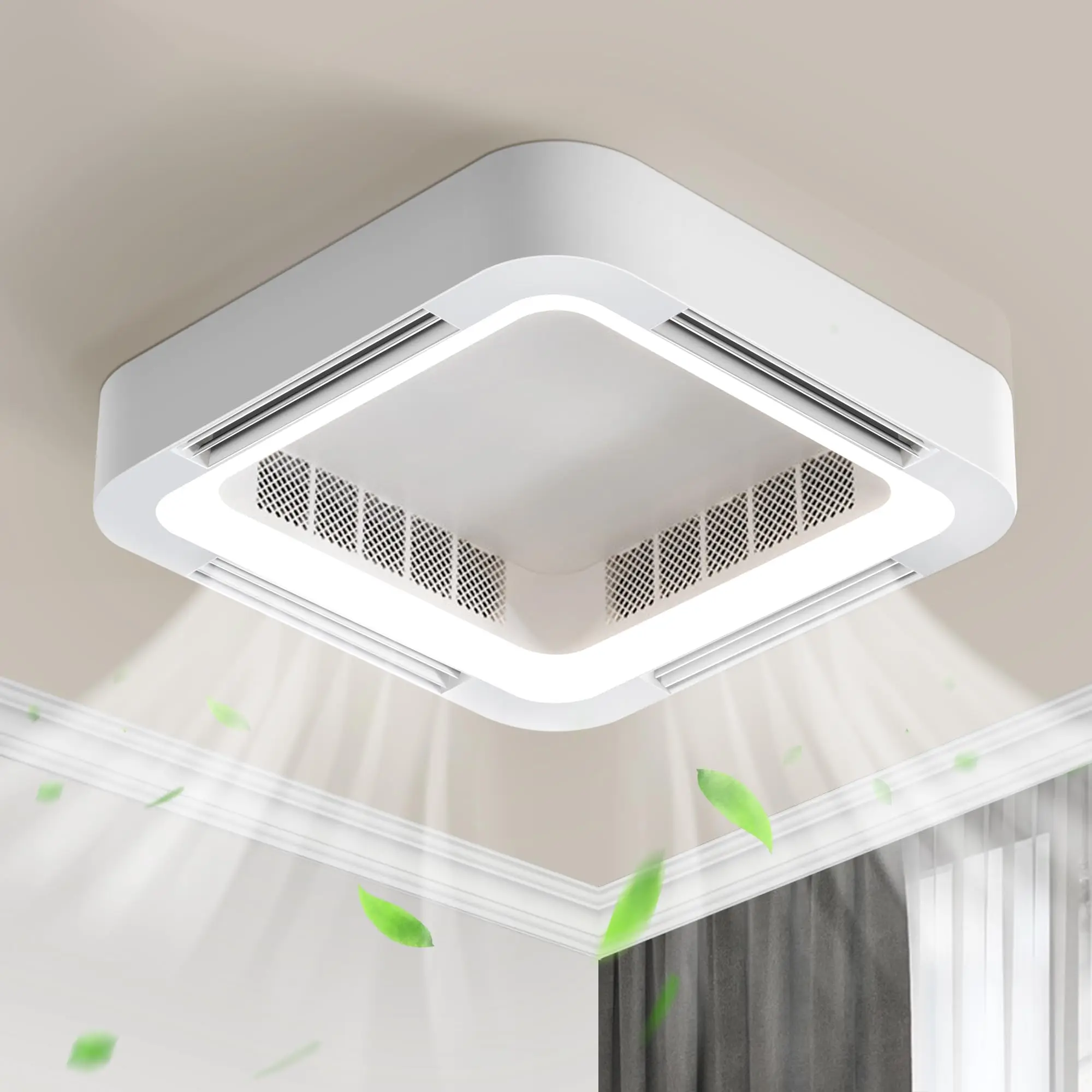 

Bladeless Ceiling Fan with Light and Remote Control Recessed Modern Ceiling Fan with Inverter Fan and Dimmable Light