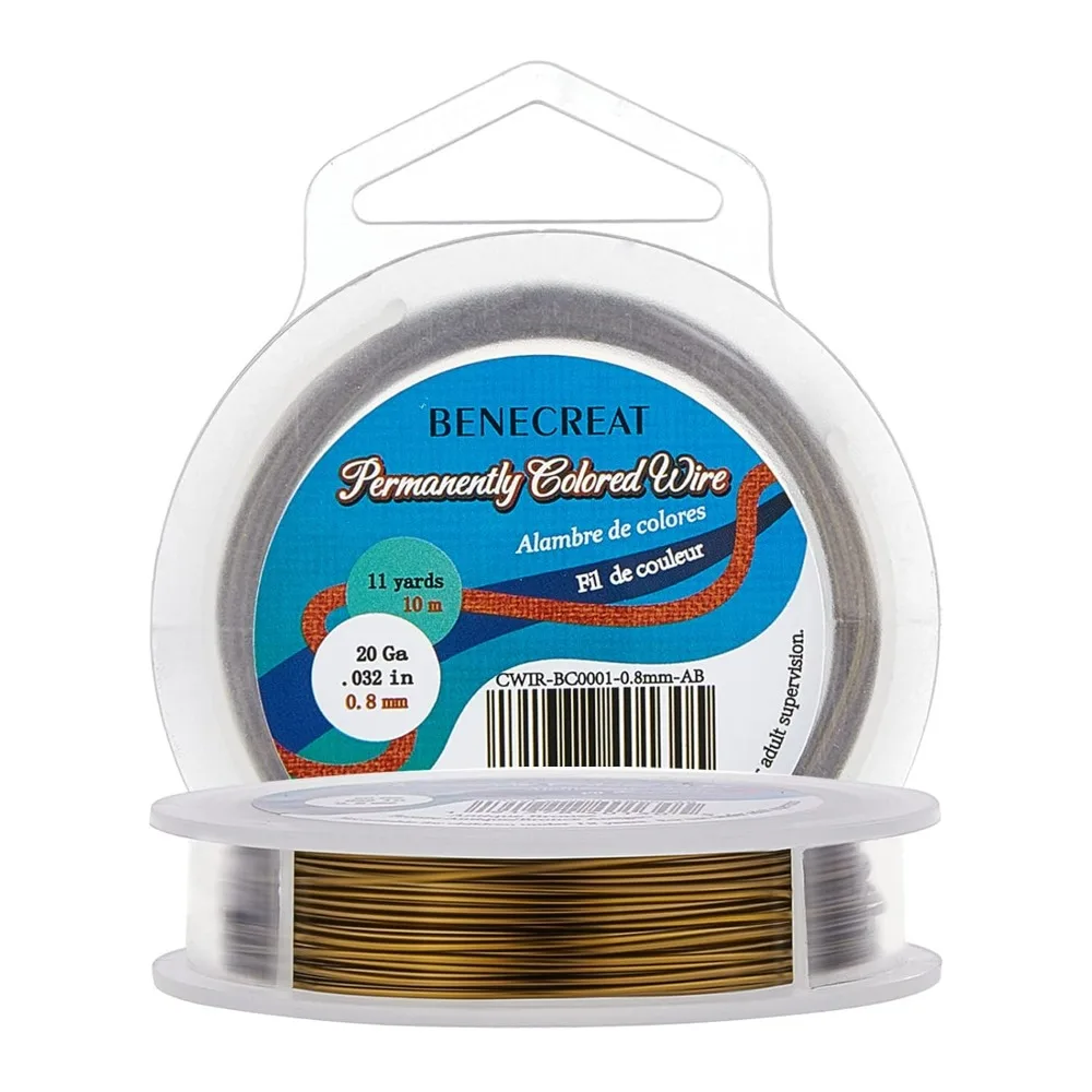 

1 рулон, 20 калибра, ювелирная бисерная проволока, устойчивая к потускнению античная бронзовая проволока для изготовления ювелирных изделий, 33 фута/11 ярдов