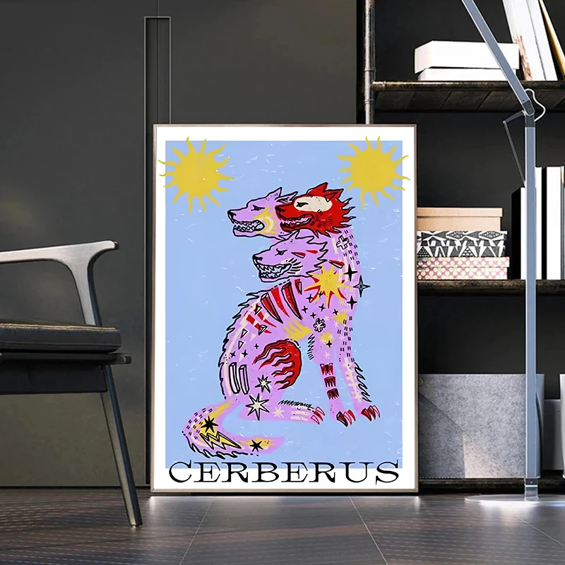 

1pc framelessVintage Abstract Animals Posters Mid Century Wall Art Canvas Painting Pictures for Bedroom Home Decor