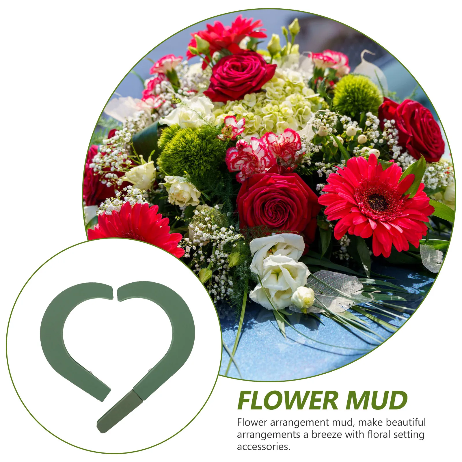 

Wedding Car Decor Flower Mud Heart Shape Green Florist Foam for DIY Floral Arrangements Safe Odorless Sturdy Material Use