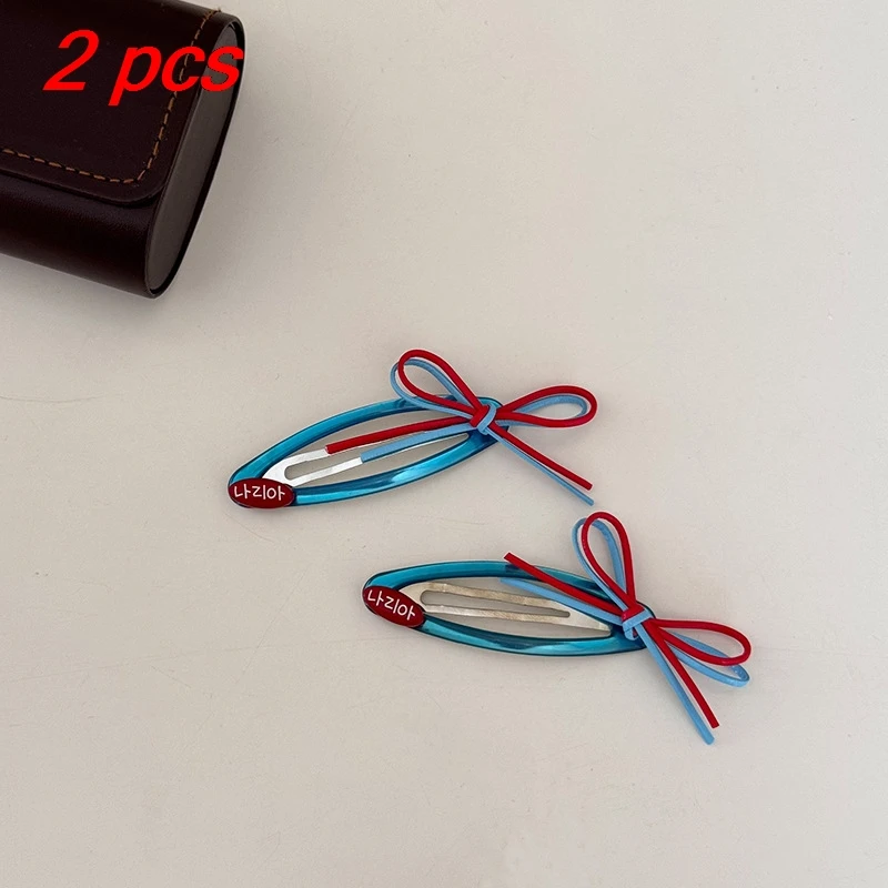 

2 Pcs Women's Hair Clips Set New Korean Bow Simple Versatile Sweet Cute Kawaii Hair Pins High-quality Hair Accessories For Girl