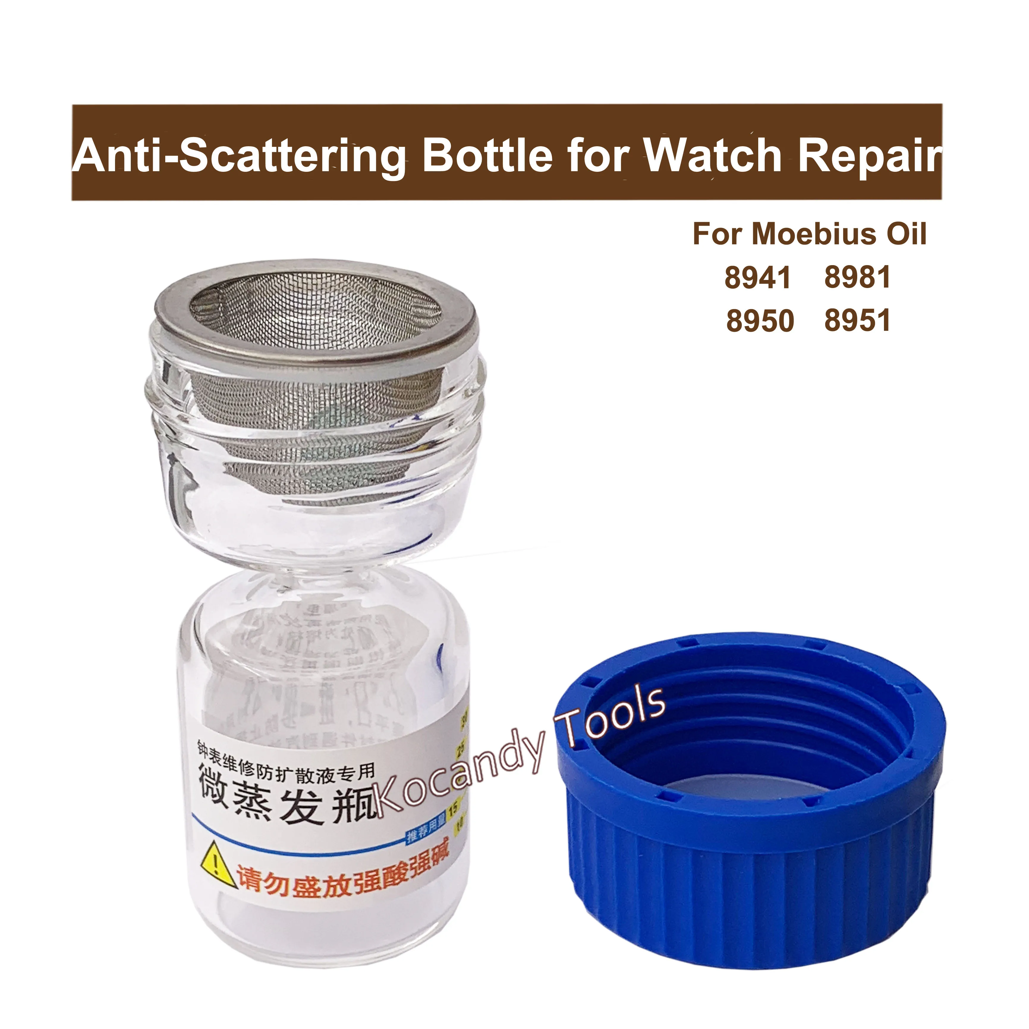 Anti-scattering Bottle for Professional Watch Repair Lightweight Glass Bottle Blue For Moebius No 8940,8941, 8950, 8951 Watch Oi