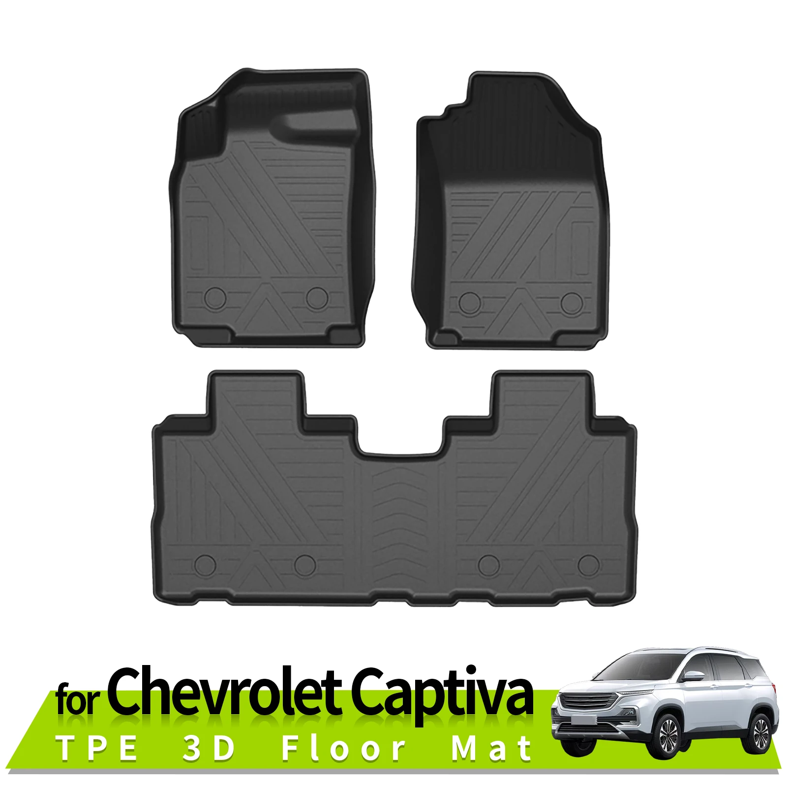 for Chevrolet Captiva / Groove 2019-2024 Trunk Backrest Pad TPE Car Floor Mats