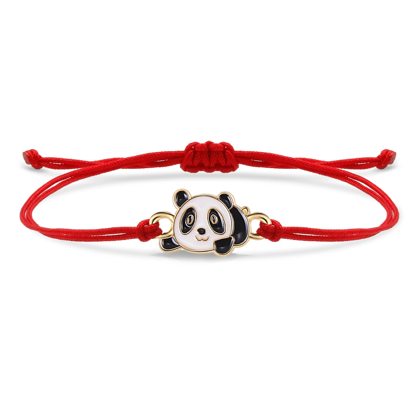 Zinc Alloy Cute Panda Charm Bracelet Women New Fashion Lovely Lucky Animal Red String Handmade Adjustable Trendy Jewelry Gift