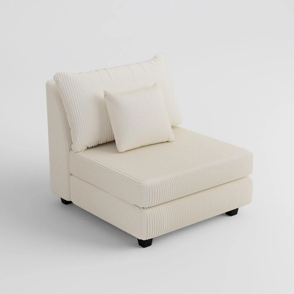 

Morden Fort Corduroy 1PC Armless Chair for Oversized Sectional Couch Modular Sofa DIY Sectional Sofa Comfy Couches for Living Ro