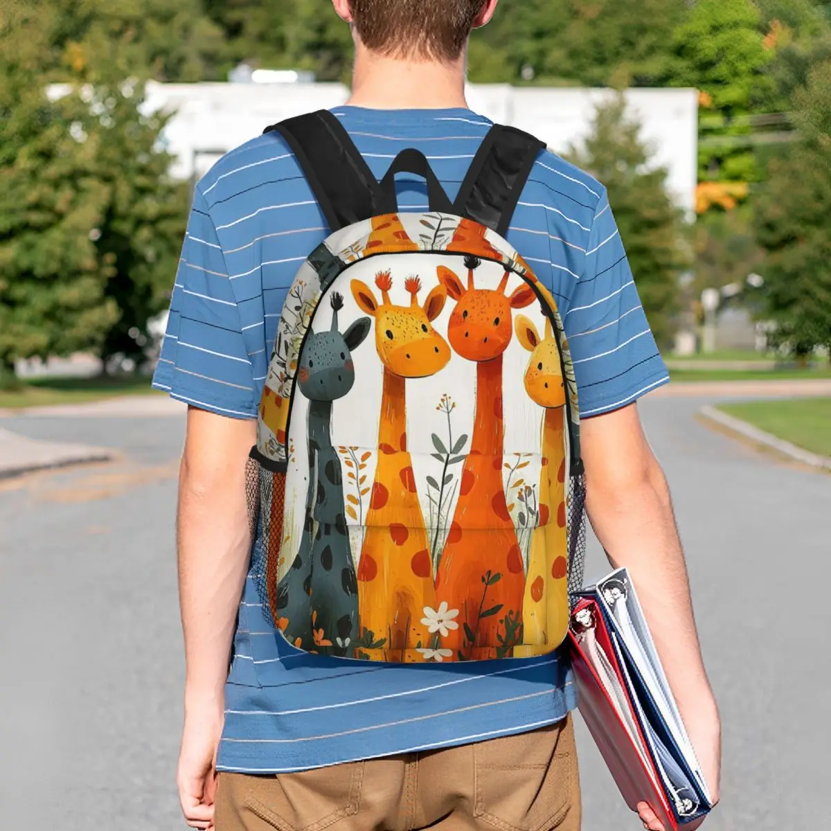 Giraffe Family Design Backpack Student BookBag Children School Bag Computer Shoulder Bags for Men Women