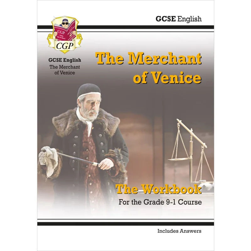 

Рабочая тетрадь GCSE с английским Шекспиром «Венецианский товар» включает книги для ответов CGP 9781789081428