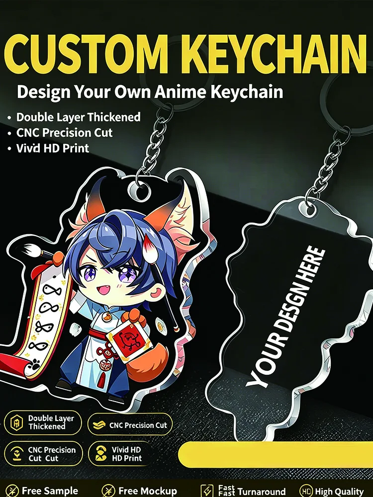 Custom Logo Acrylic Keychain Cat Dog ID Charm Print Personal Photo Pet Souvenir Birthday Gift Tag Name Key Chain