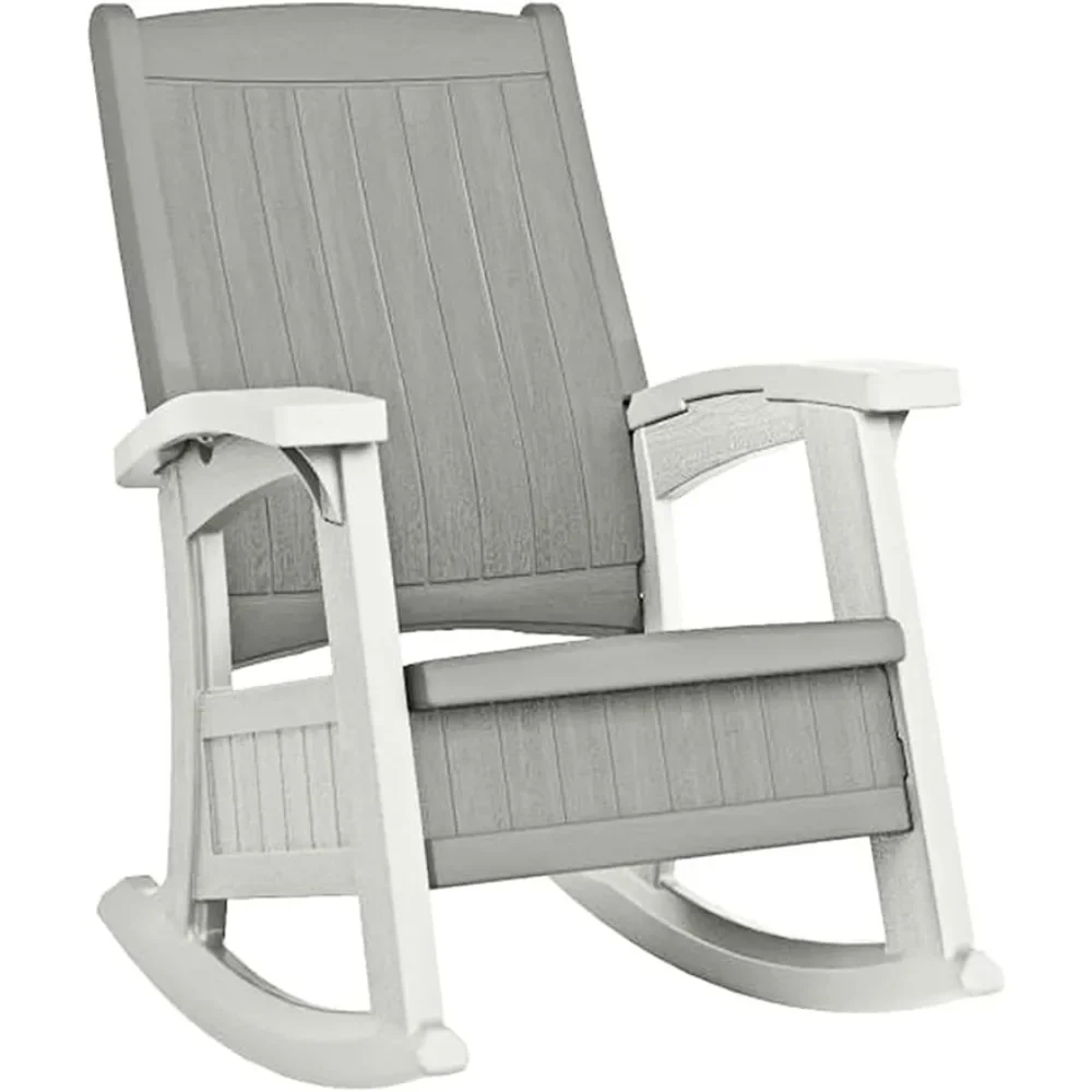 

Rocking Chair With Under-Seat Storage Stylish Faux Wood Outdoor Rocker for Patios Dove Gray Freight Free Camping Furniture