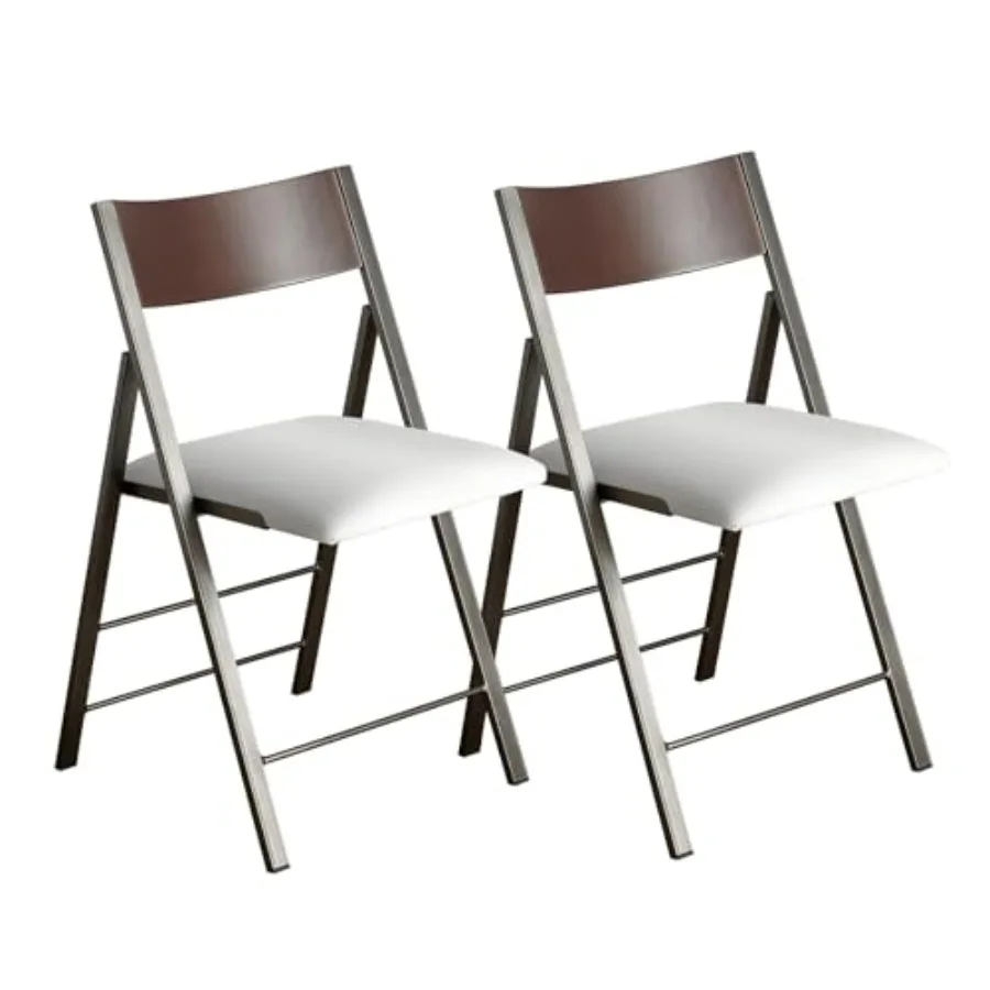 

Складные стулья с подушками, 2 шт. – Сверхпрочные стулья со стальным каркасом, складные обеденные стулья, водонепроницаемая кожа, для использования в помещении и на улице, с мягкой обивкой