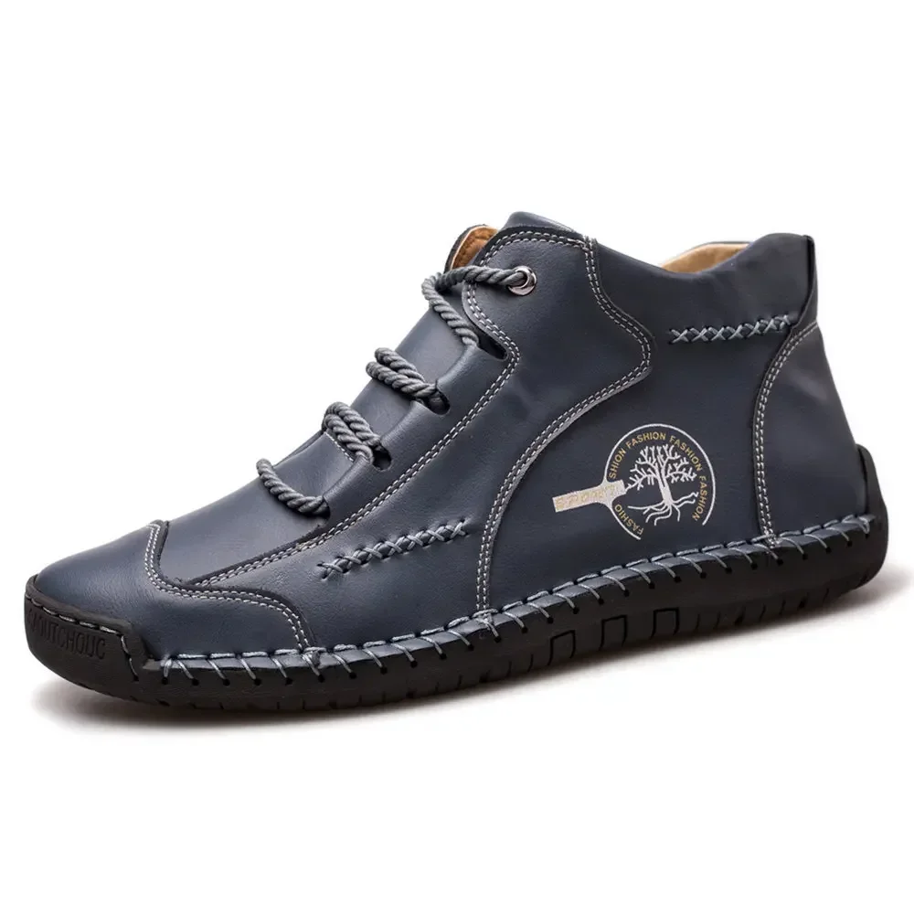 Mocassins de couro artesanais para homens, sapatos casuais com pele, sapato confortável, sapatilha masculina, mocassins de inverno, venda quente