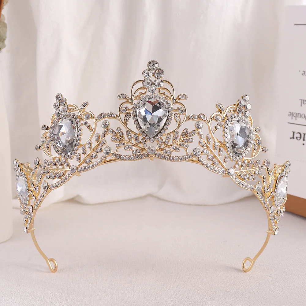 DIEZI Baroque 9 Colors Crystal Beads Tiara Crown For Women Girls Wedding Birthday Party Princess Bridal Queen Hair Accessories