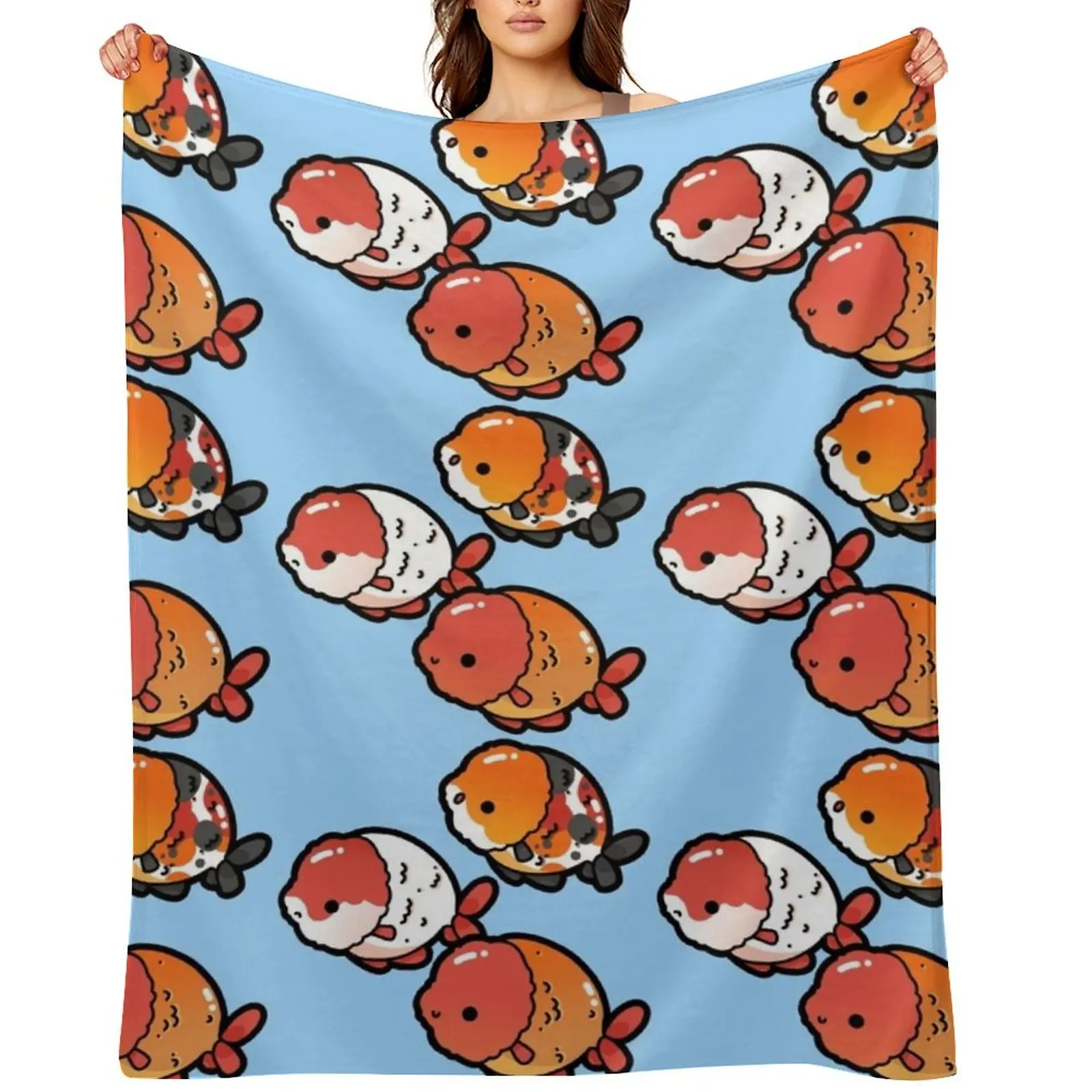 

Ranchu Goldfish Throw Blanket Plaid on the sofa Decorative Sofas blankets and throws manga Blankets