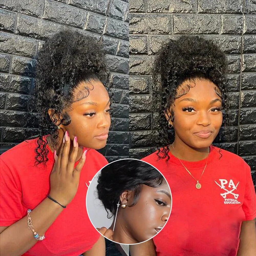 

Invisi Strap Kinky Curly 360 Full Lace Frontal Wigs Human Hair 250 Density Glueless Wigs Human Hair with Drawstring Pre Plucked
