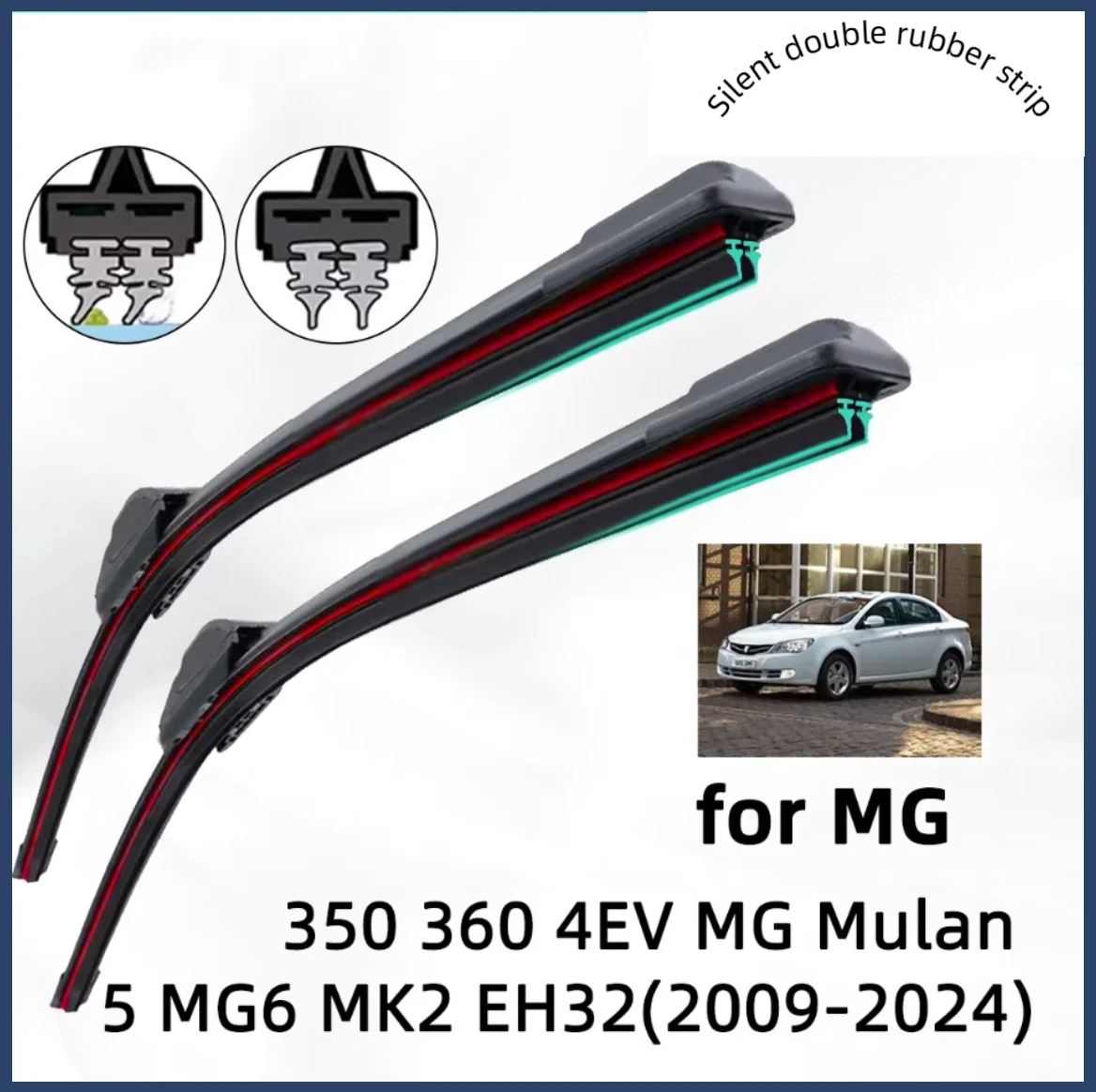 

Double Rubber Car Wiper for MG 350 360 4 EV MG Mulan EH32 MG5 MG6 MK2 Front Wiper Blades Brushes Cutter Accessories Windscreen