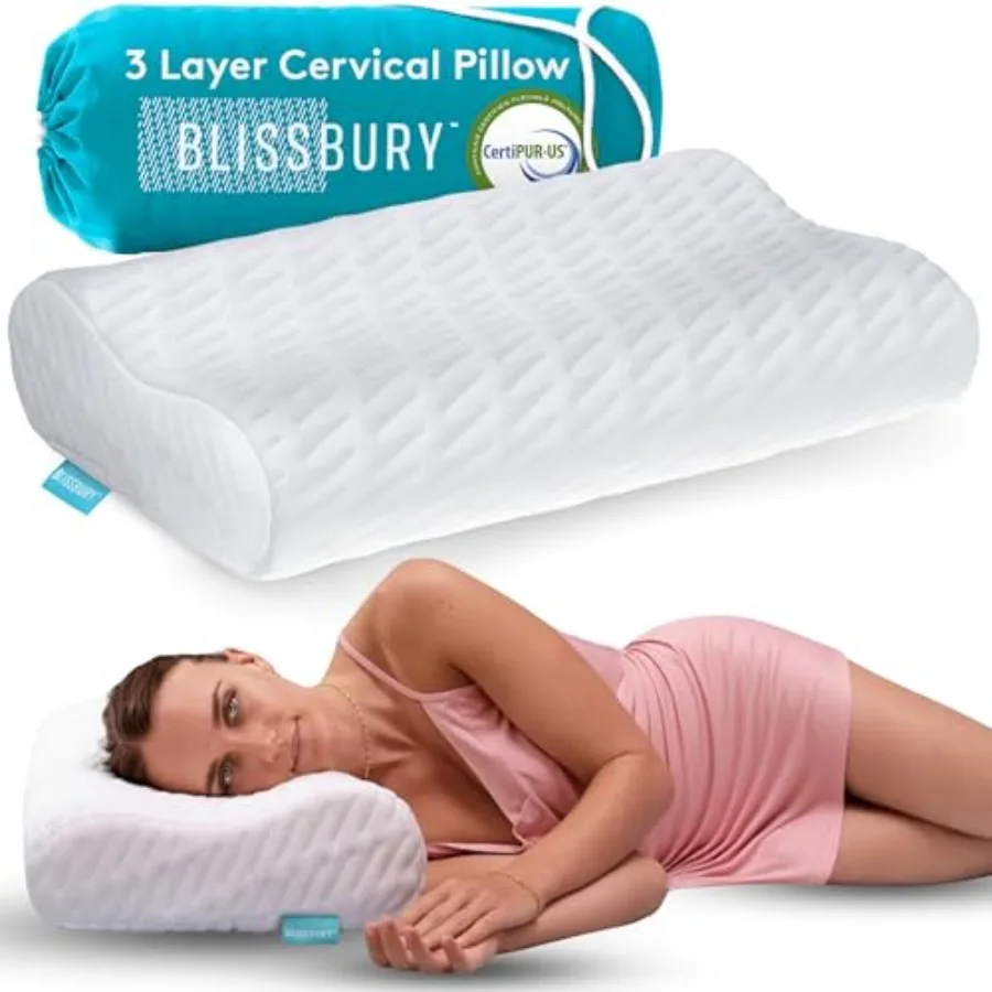 

Contour Pillow Sandwich Memory Foam Contour Pillow for Neck Pain Relief Curved Design Supports Back Stomach and Side Sleepers S