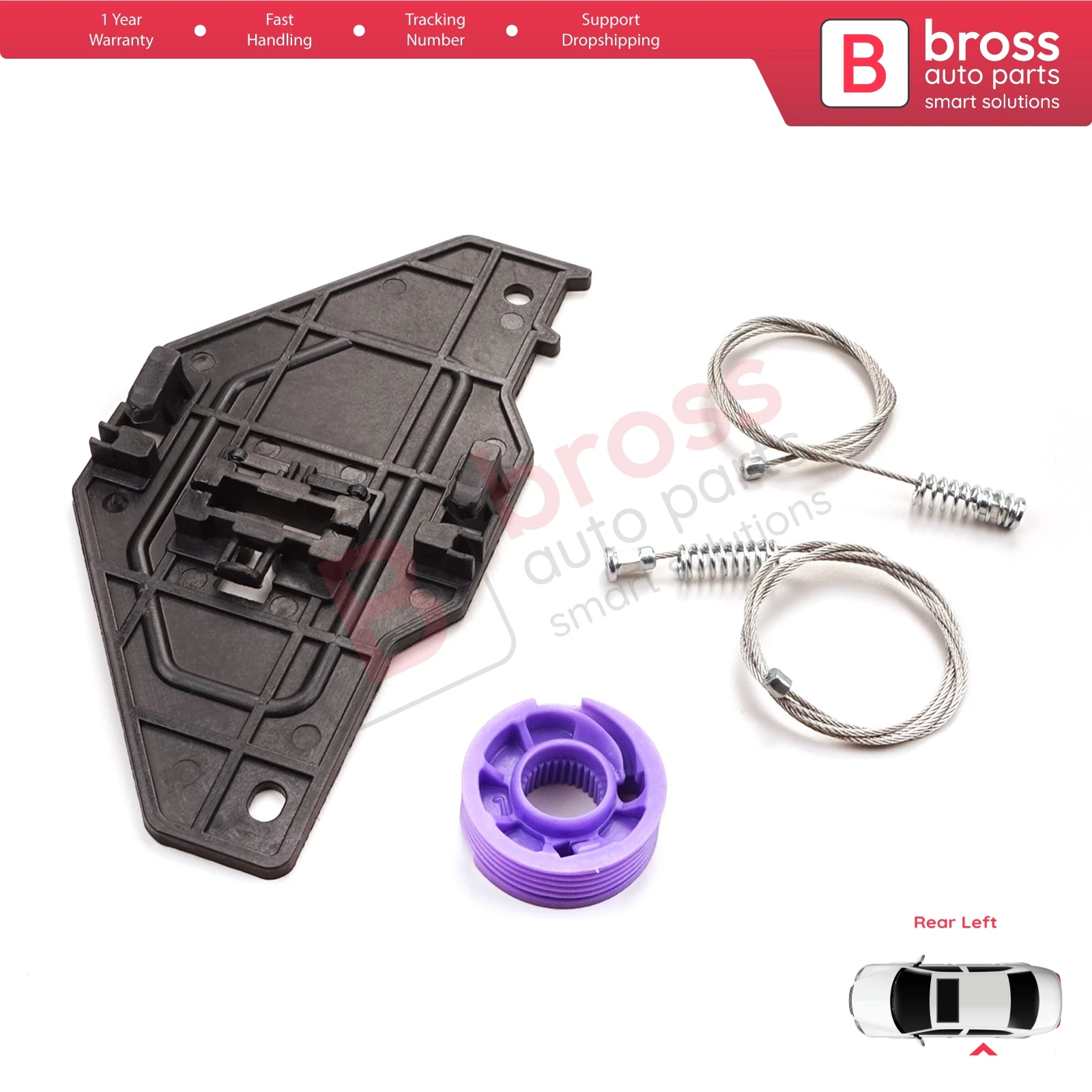 Conjunto de reparo do regulador do levantador de janela elétrico, traseiro esquerdo, Citroen C5, MK2, MK3, RD, TD, RC, RW, 2007-2018, 4/5 portas, 9223E2, BWR1199