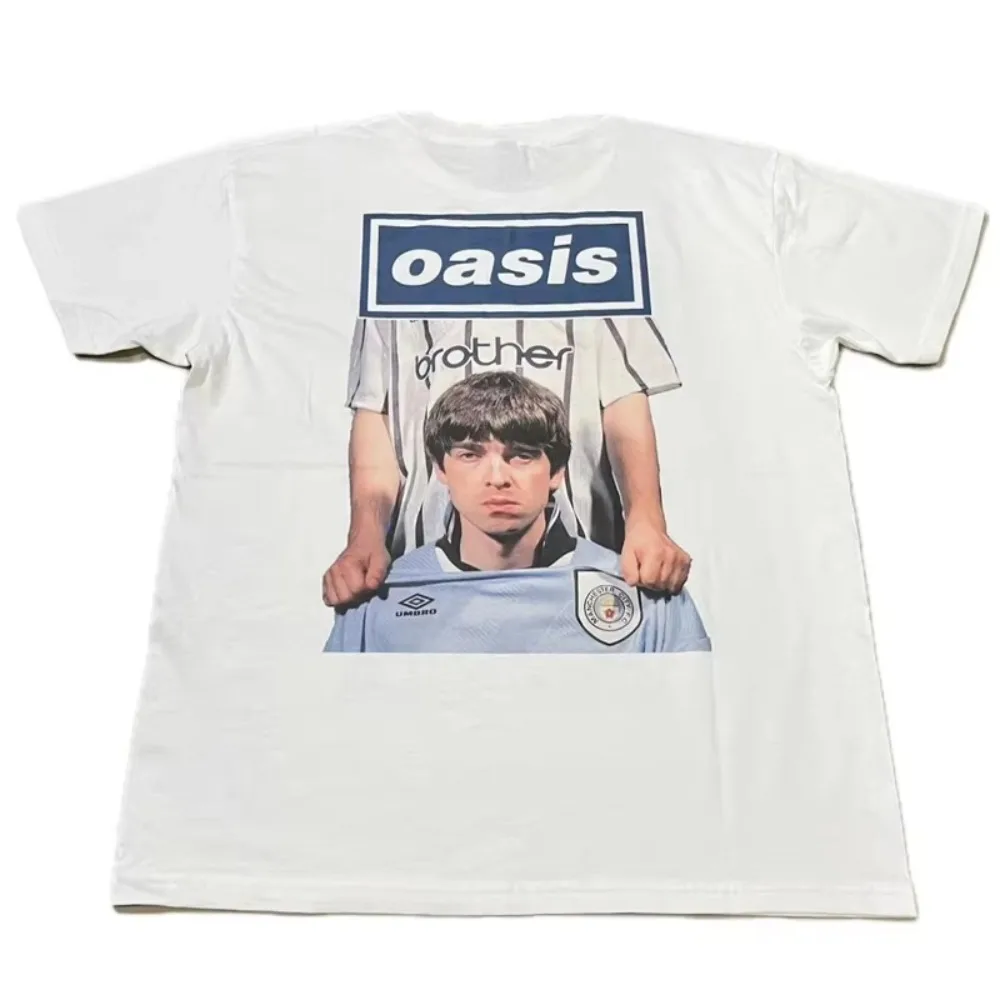 2025 Summer Oasis Band Rock T-shirt Retro Punk Print Tshirt Loose Breathable Casual Short Sleeve Tshirt Camisetas Surf Men Women