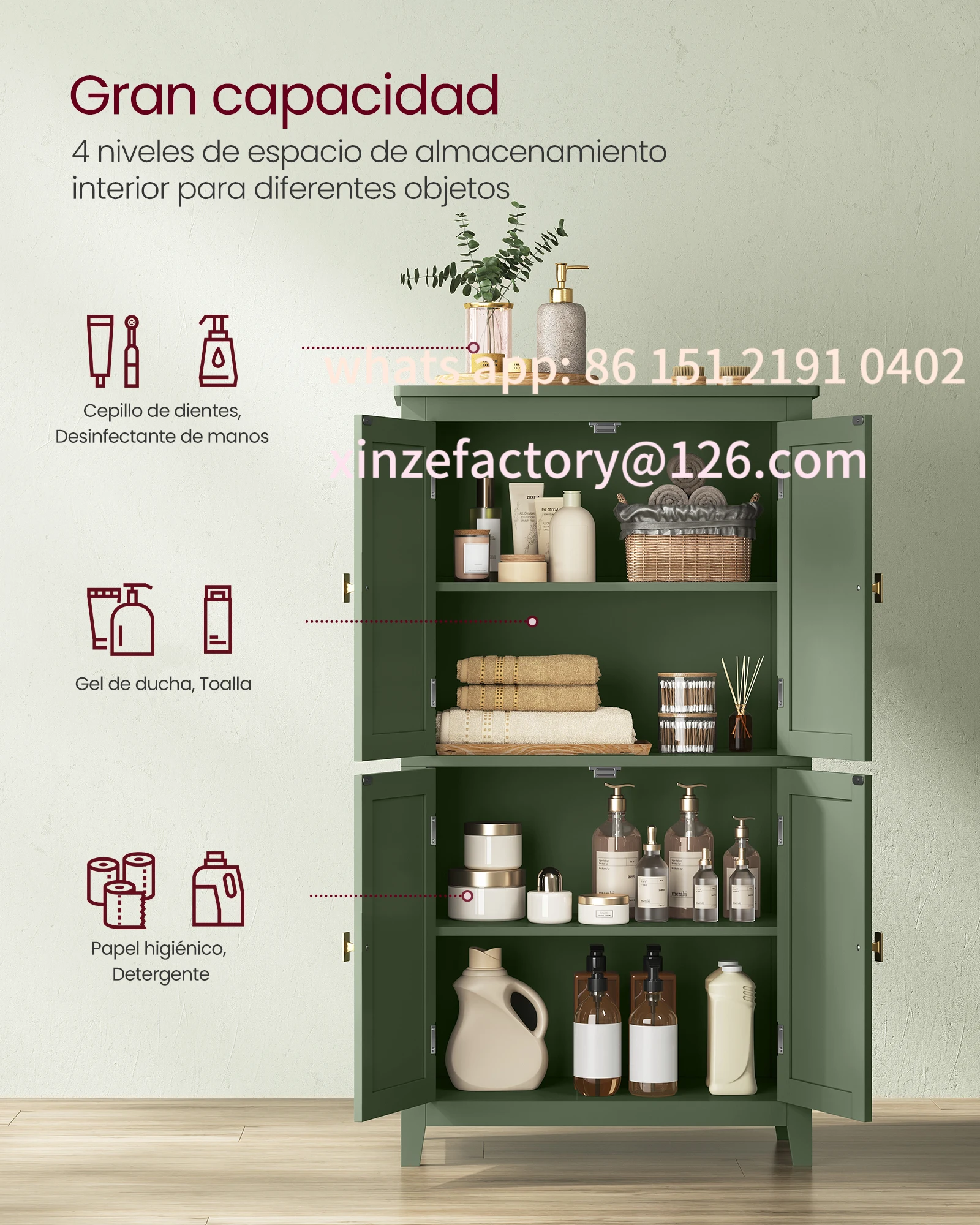 تخصيص 4-drzwiowa wolnostojosca drewniana szafkaamilienkowa z Regulowanemi postkami dojojowyaniya podljog Ovo do