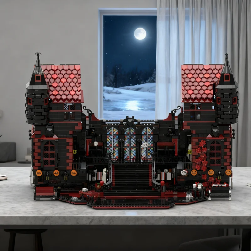 

5463 детали MOC: Конструктор «Вечеринка на Хэллоуин в Замке графа Вон Кролока», архитектурная модель, игрушка, рождественский подарок, кирпичики для детей, DIY