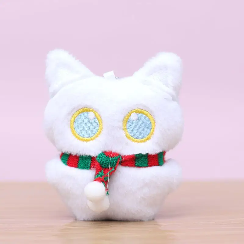 11CM Cute Black Cat Plush Dolls Big Eyed Cat Pendant Plush Toys Cartoon Soft Backpacks Accessories Christmas Keychain Gift