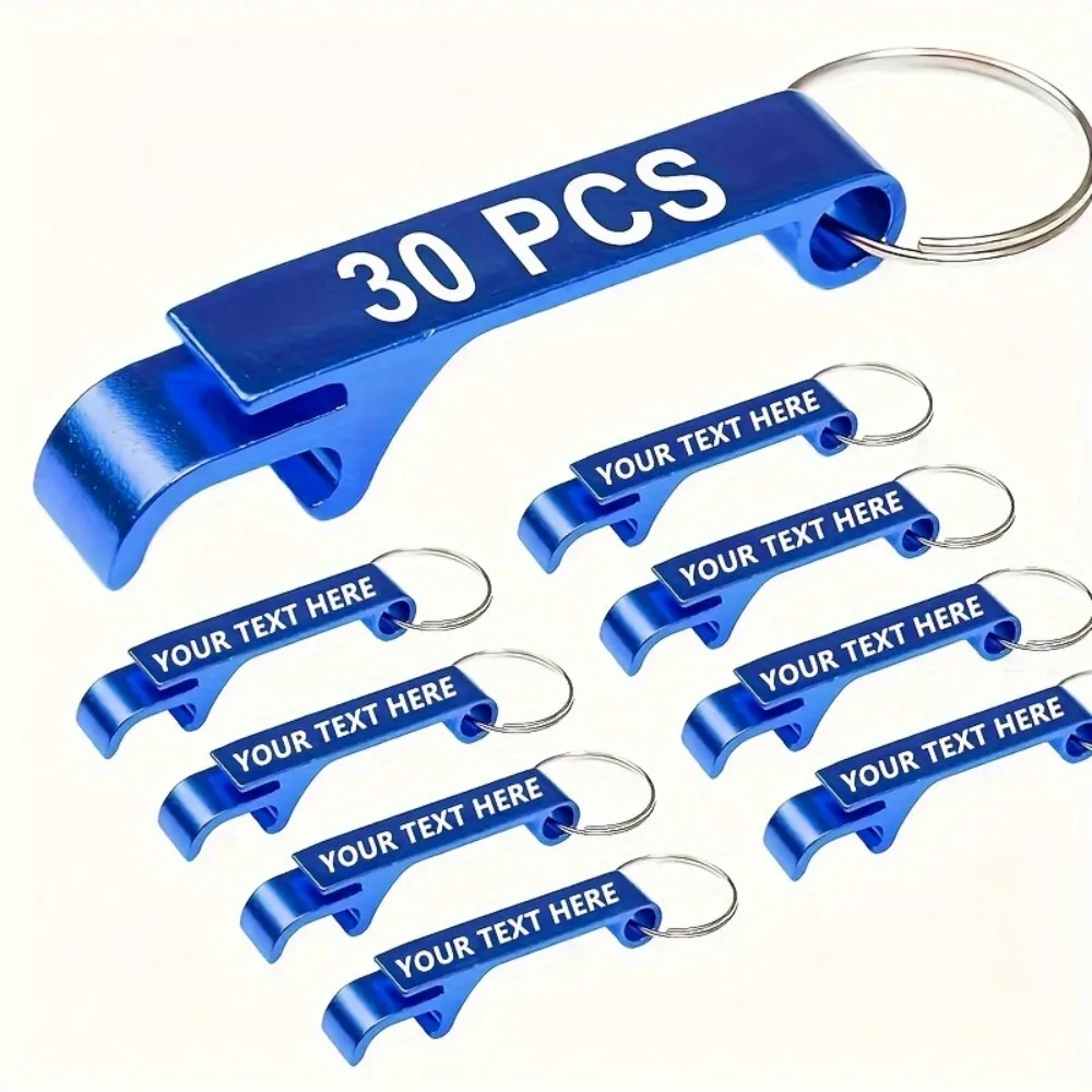 30 gepersonaliseerde aluminium sleutelhanger-flesopener - perfect voor huwelijksgeschenken, jeugdfeesten en relatiegeschenken