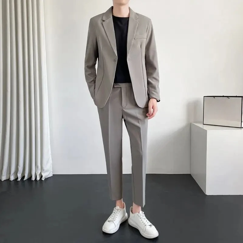 Men's Drapey Casual Suit Set Korean Style Loose Fit Spring Autumn Handsome Cool Trendy Light Mature Stylish Suit Jacket image 6