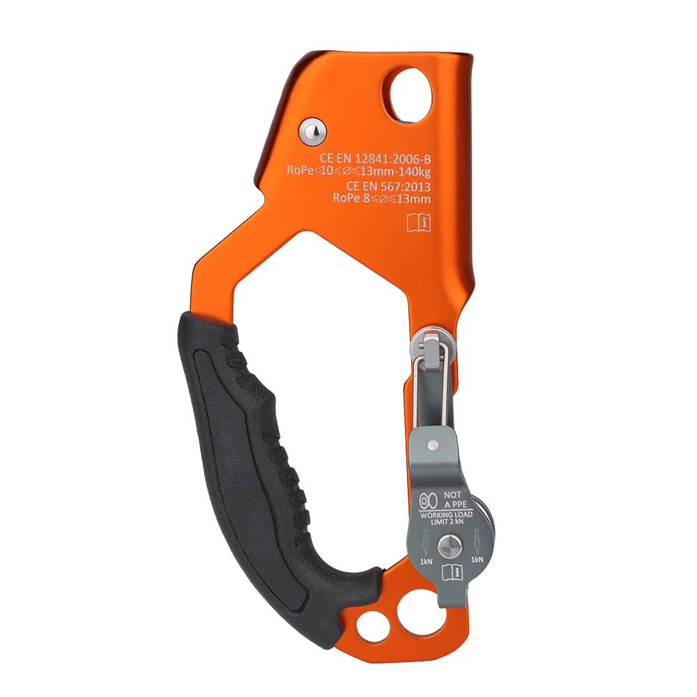 Portable Ascender, 7075 Aluminum Alloy, 150kg Load, 8-13mm Rope, Integrated Pulley, for Rescue and Climbing, Arborist Tool