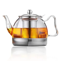 Glass Teapot with Infuser Removable Stainless Steel Strainer High Temperature Resistance Microwave Tea Pot for Milk Oolong