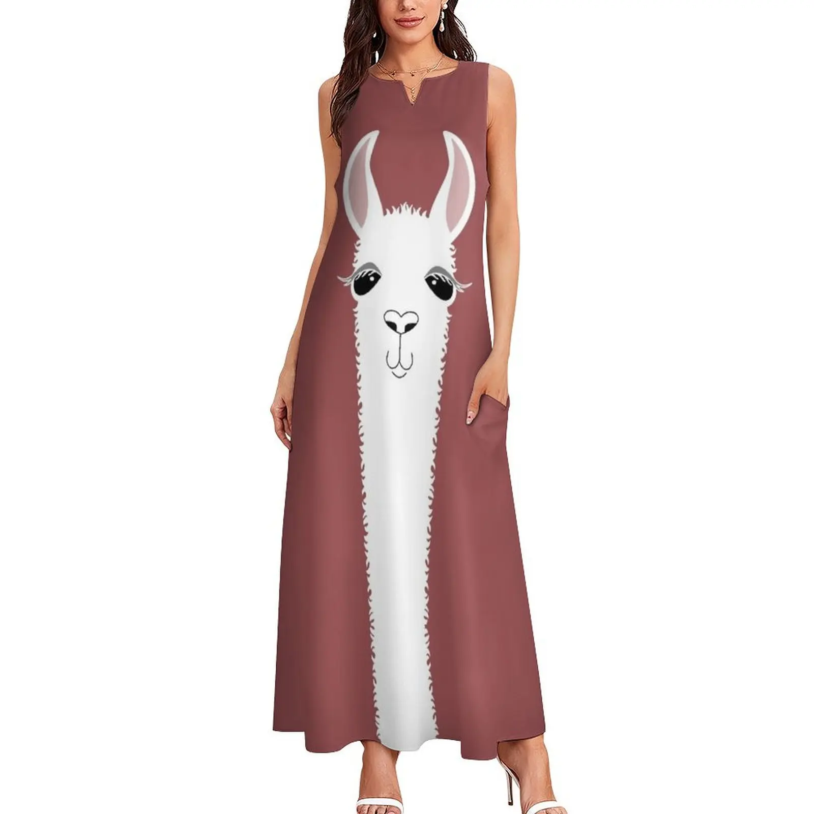 MARSALA LLAMA PORTRAIT Long Dress elegant party dress for women 2024 evening dress dresses for women