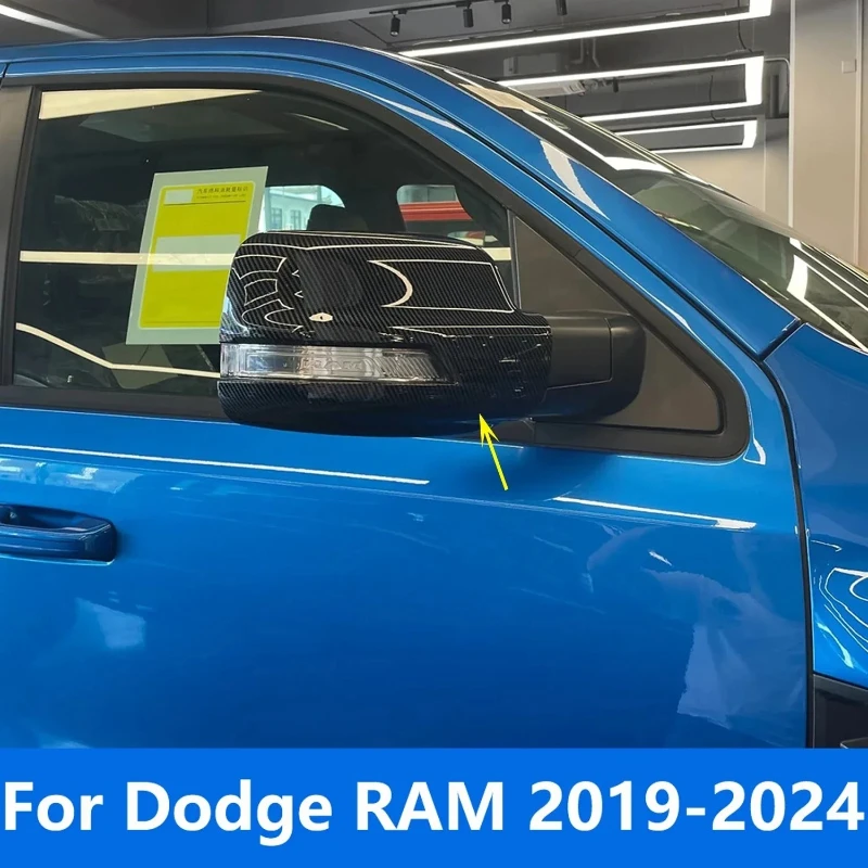 

Rearview Side Mirror Cover Trim For Dodge RAM 2019 2020 2021 2022 2023 2024 Carbon Fiber Protection Cap Accessories Car Styling