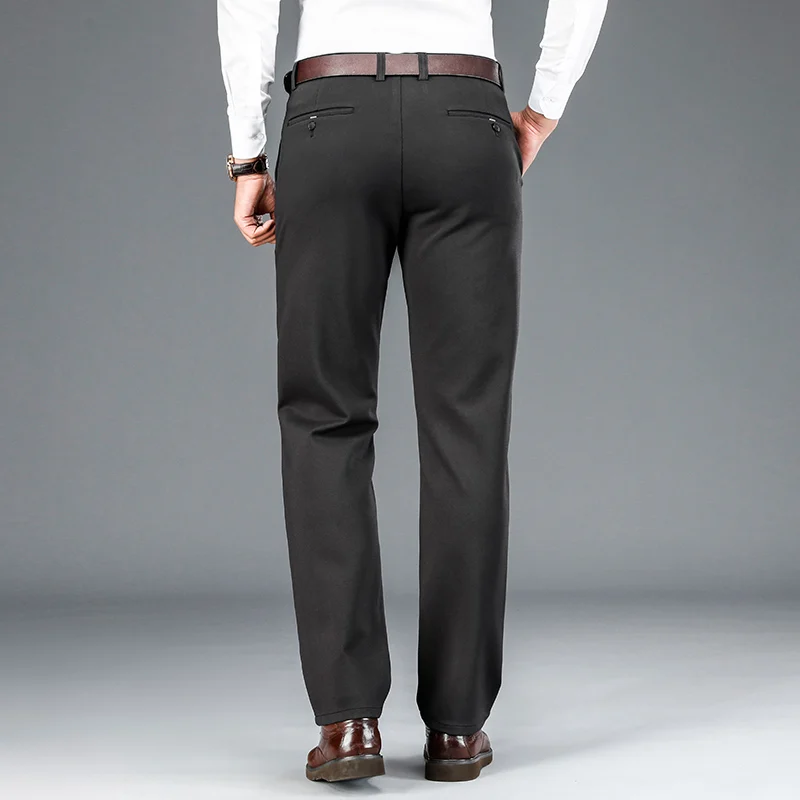 Pantaloni casual da uomo primavera e autunno 2024 gamba dritta elastico non stirante pantaloni da lavoro di mezza età e anziani