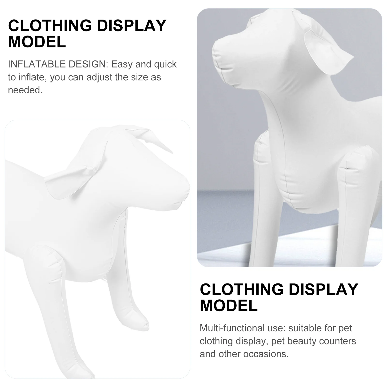 The Outfit Pet Clothing Model Inflatable Dog Mannequins Standing Models Shop Display White