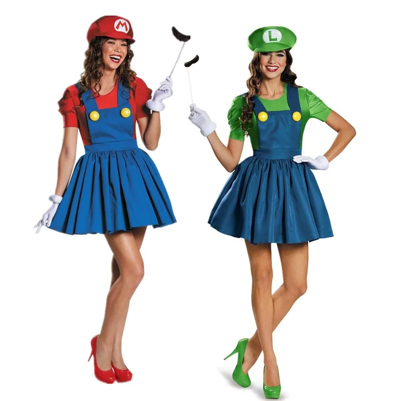 

Halloween Carnival Party Anime Super Brother Plumber Cosplay Dress Stage Performance Funny Bros Women Costume