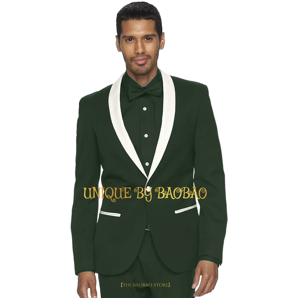 Heren Zwart 2-delig Trouwpak (Blazer + Broek) Eén Knop Jas Met Sjaal Revers Bal Banket Cocktail Homecoming Party Set