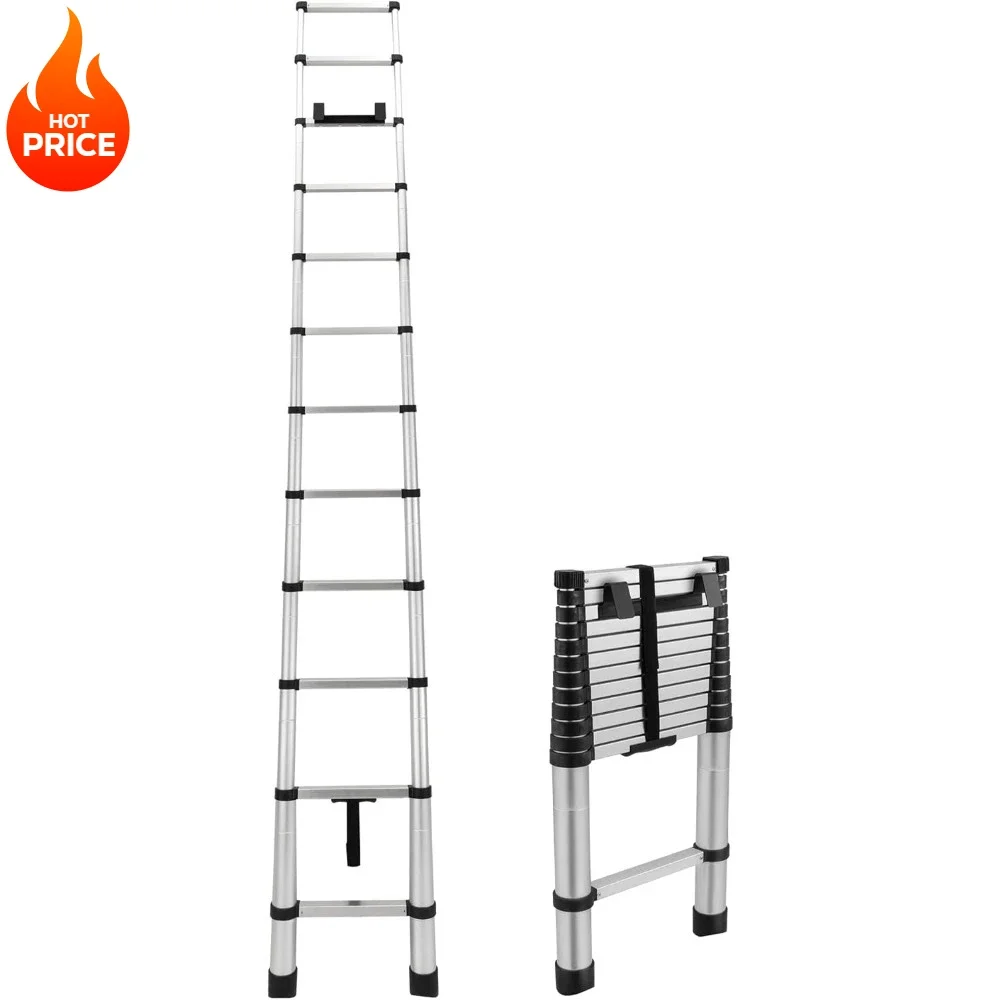 NEW PRODUCT.Outdoor Tools. Silver RV Telescoping Ladder 12.5ft Compatible with Lippert On-The-Go Prepped Units,Durable & Sturdy,