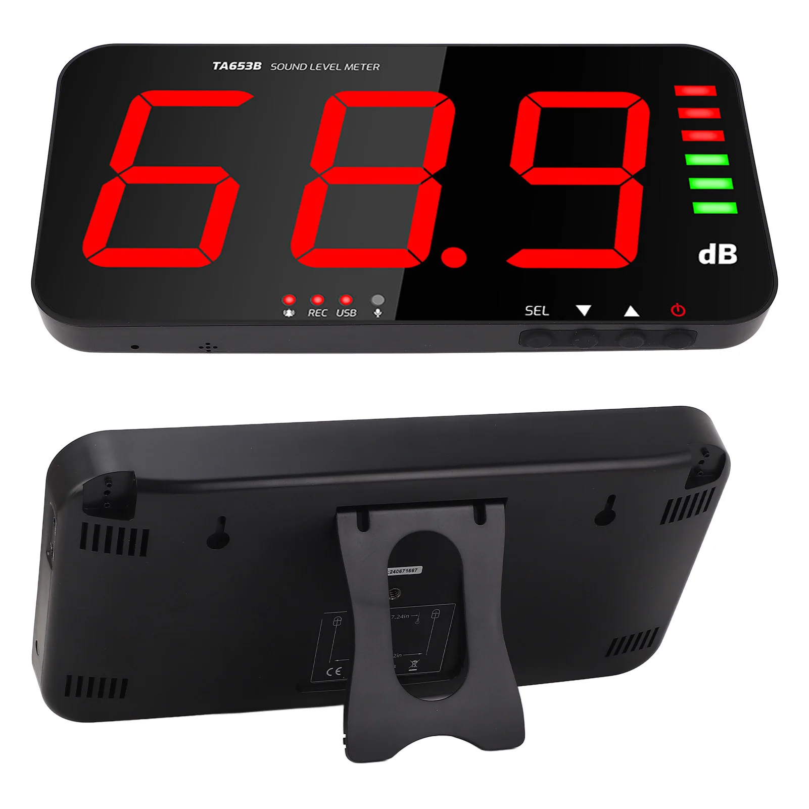 TA653B 데시벨 미터 레코더 벽걸이 형 소음 사운드 레벨 측정 세트 대형 스크린 소음 측정기 산업용