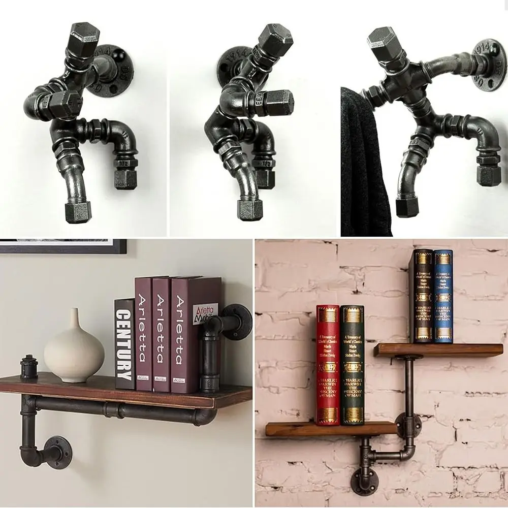 New Black Pipe Fittings Malleable Iron 1/2'' 3/4'' 1'' Plumbing Pipe Joint Threaded Elbow Decor Furniture