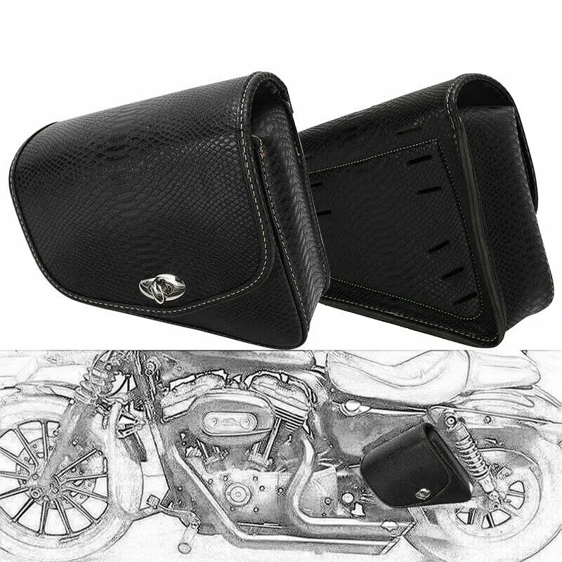 

Motorcycle PU Leather Luggage Side Saddle Bag For Harley Sportster XL883 1200 Left Right Black Saddlebag Motorbike Accessories
