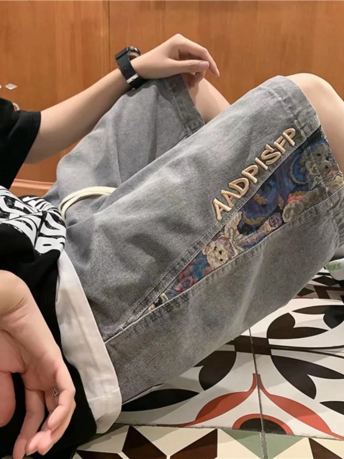 

Мужские летние джинсовые шорты в американском ретро-стиле, свободного кроя, легкие, модные, универсальные, повседневные рабочие брюки-карго (пять карманов)