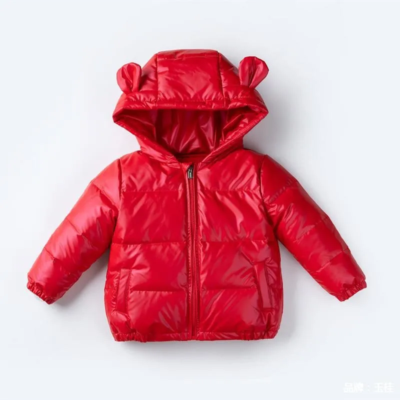 Winter thick bread coat for boys and girls short hooded coat for babies and toddlers