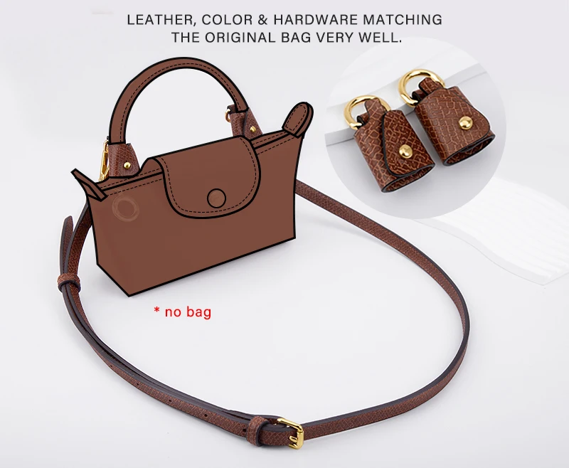 CRAZYSMITH Bag Transformation Bag Accessories for Longchamp Mini Bag Straps Punch-free Genuine Leather Shoulder Strap Crossbody