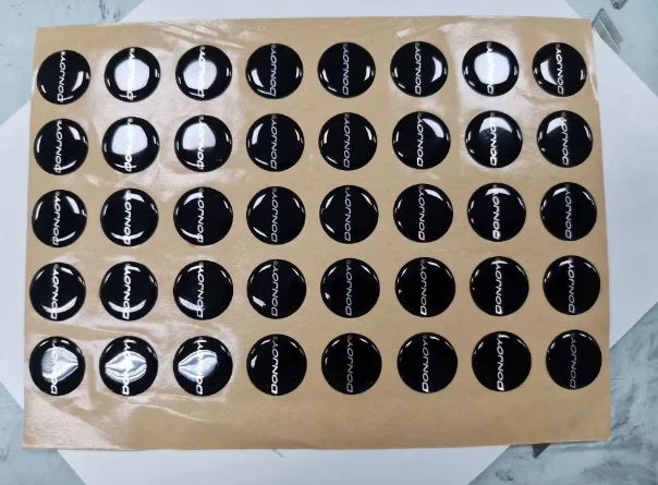 Customized adhesive design, logo printing, circular resin sticker, crystal dome, 3D customized epoxy label