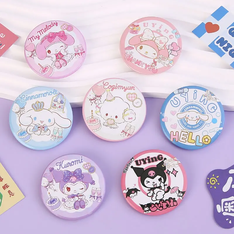 

7pcs Sanrio My Melody Badges Accessories Kuromi Cinnamon Anime Backpack Cartoon Pin Brooch Fashion Jewelry Jeans Kids Gift Toy