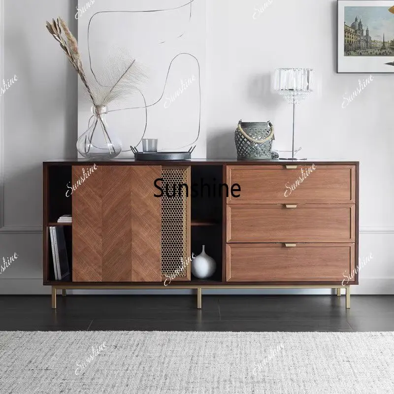 Light luxury modern dining side cabinet retro porch cabinet Nordic simple locker