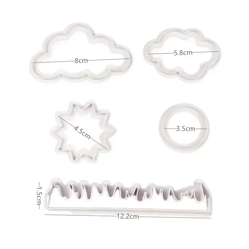 5Pcs Grass Sun Cloud Cake Cutter Sugar Craft Cookie Mold Fondant Reusable Kitchen Baking Decorating Tools Biscuit Cupcake Pastry