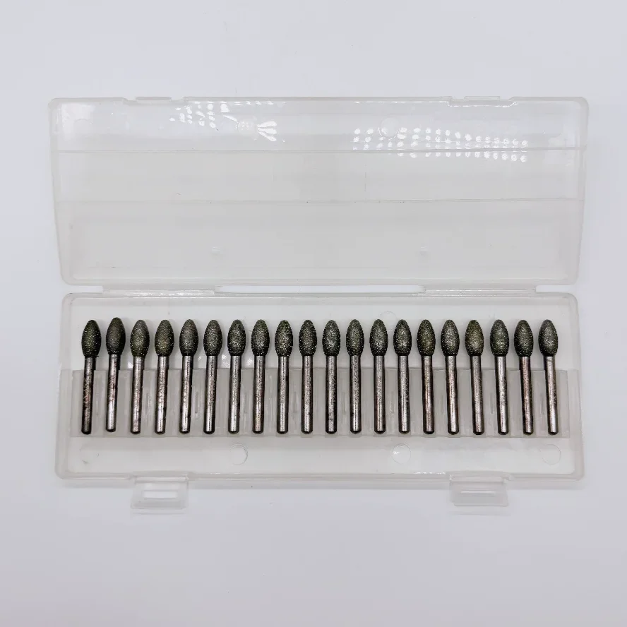 20pcs Length 60mm 6x8mmm Oval Grinding Head Egg-shaped Drill Bit for DREMEL Rotary Tool Grinding Jade, Stone, Marble, Glass