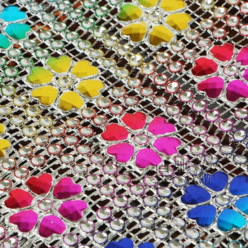 1 Yard Sparkle 5 Color Heart Rhinestone Diamond Mesh Wrap Roll Ribbon Wedding Party Decoration Gift Cake Box Decor