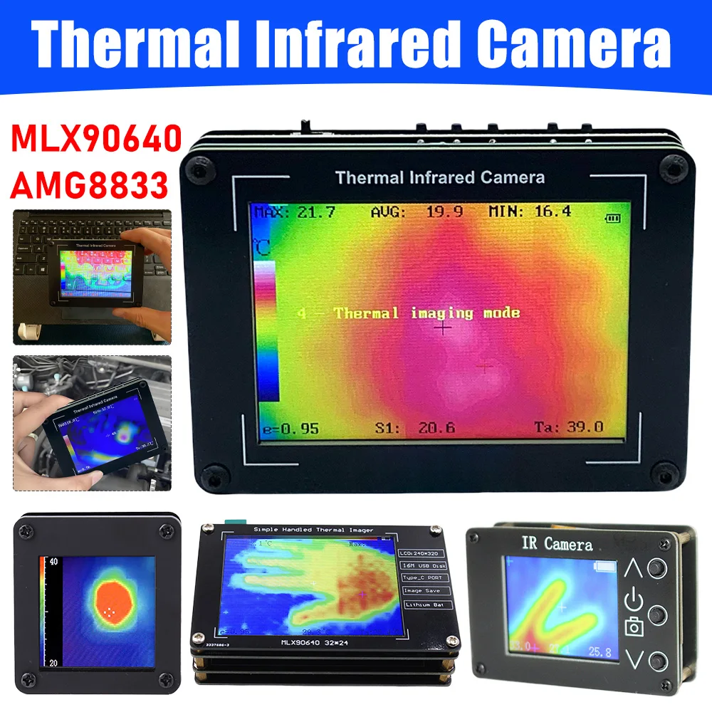 MLX90640 AMG8833 Thermal Imaging Camera -40-450℃ Measurement 32x24 Pixel Infrared Thermal Imager Thermal Camera for Inspection